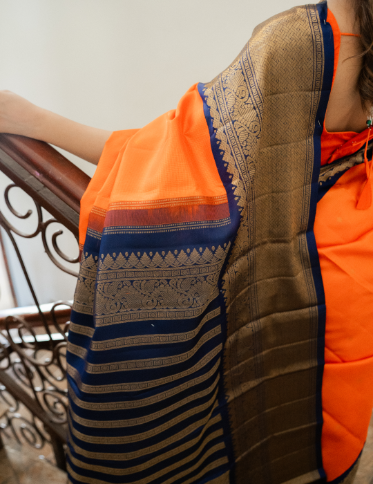 Pure Traditional Kanjivaram Korvai Saree